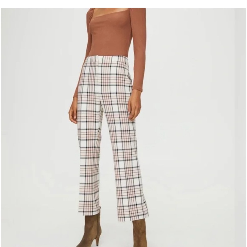 Aritzia Brown Top with Plaid Pants